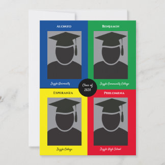 Anúncio de Graduação Quádrupla com Fotos