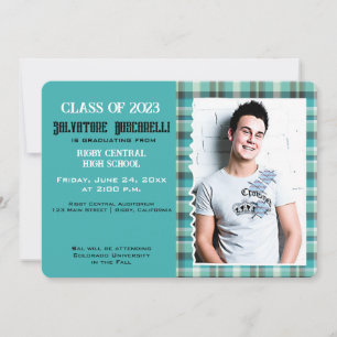 Anúncio de Graduação Senior Xadrez Preppy {Azul}