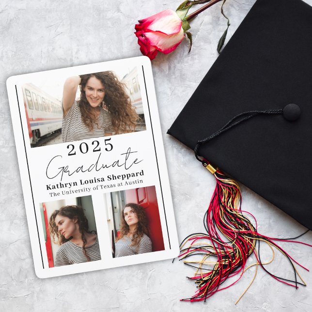 Anúncio de Graduação Simples de Três Fotos (Criador carregado)