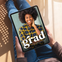 Anúncio de graduação simples e ousado com foto ver