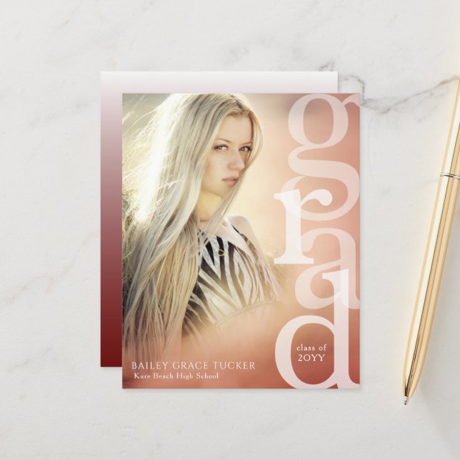 Anúncio de Graduação Vermelha do Orçamento de Sobr (Frente/Verso In Situ)