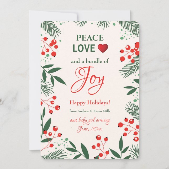 Anúncio de Gravidez Alegria de Férias Cartão de Fé (Frente)