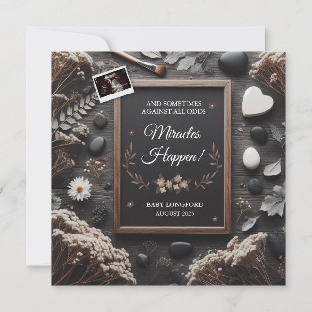 Anúncio de Gravidez Boho | Milagres acontecem (Frente)