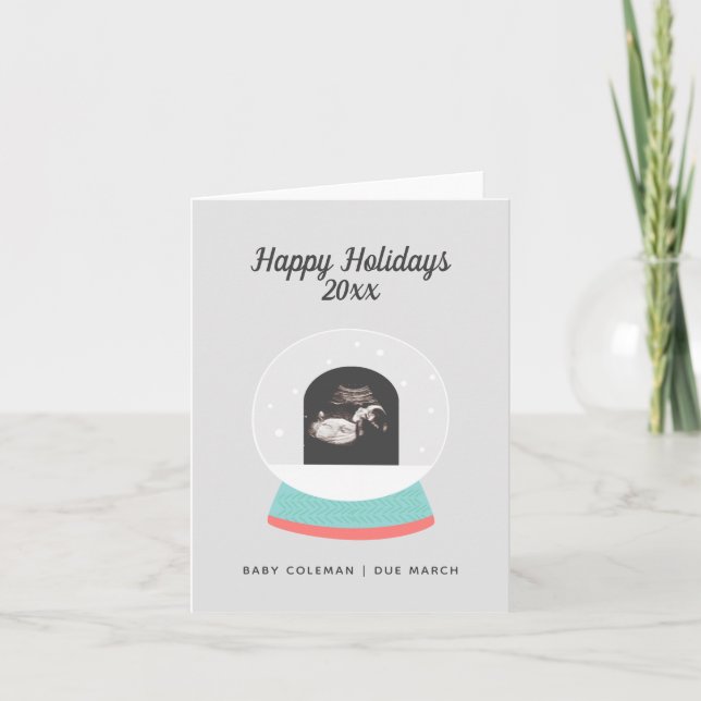 Anúncio de gravidez Cartão de Feriado de Sonograma (Frente)