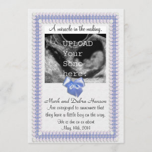 Anúncio de gravidez com fotografia ultrassonográfi