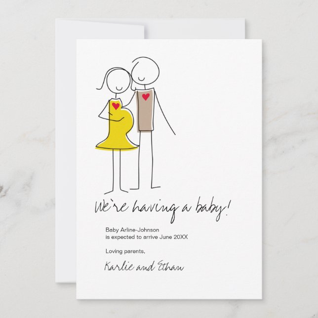 Anúncio de gravidez, cores neutras (Frente)