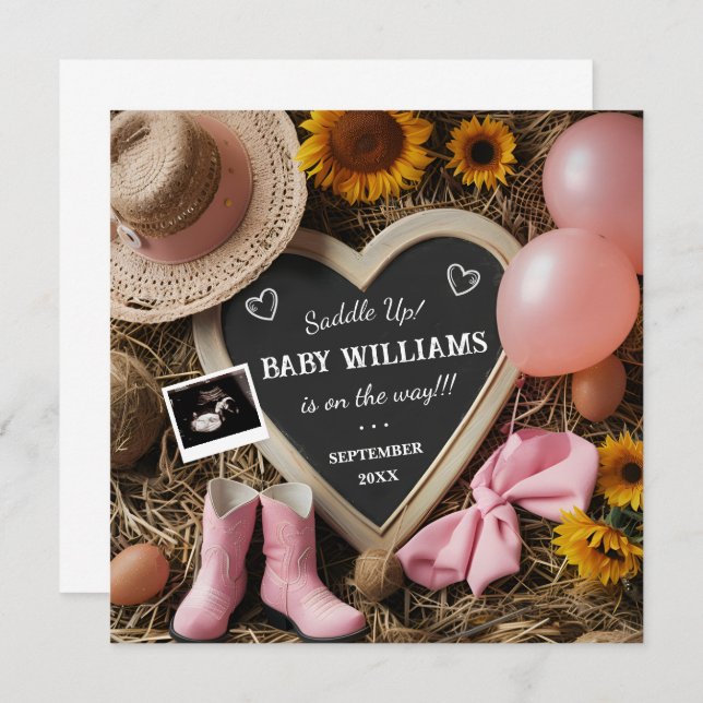 Anúncio de Gravidez da Cowgirl Ocidental (Frente/Verso)