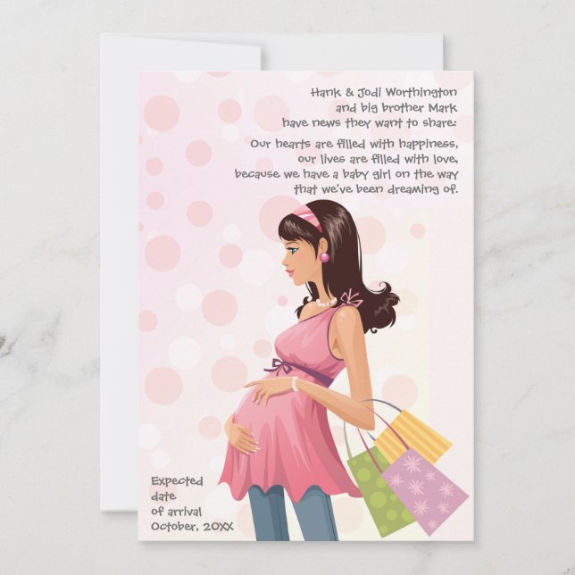 Anúncio de Gravidez da Mãe Maternidade (Menina) (Frente)