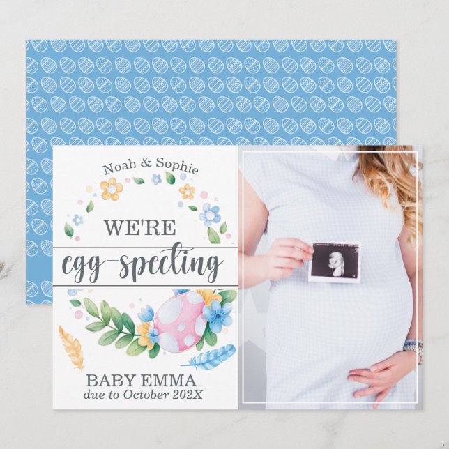 Anúncio de gravidez da Páscoa "Estamos especando o (Frente/Verso)