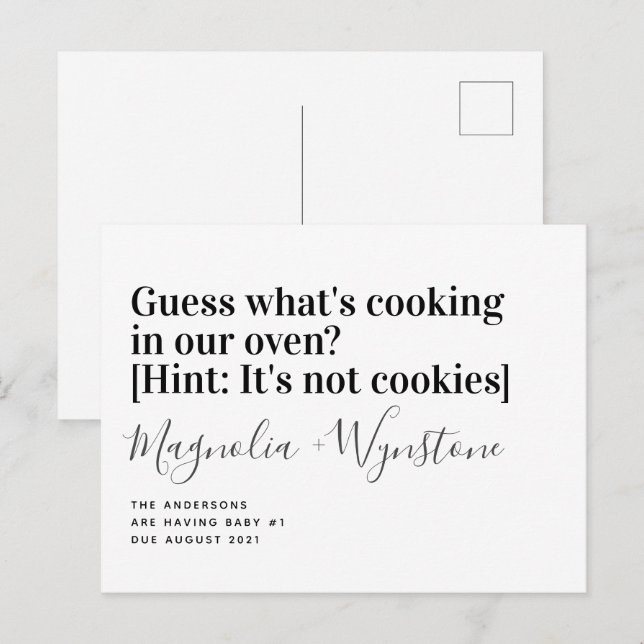 Anúncio de Gravidez da Tipografia Engraçada (Frente/Verso)