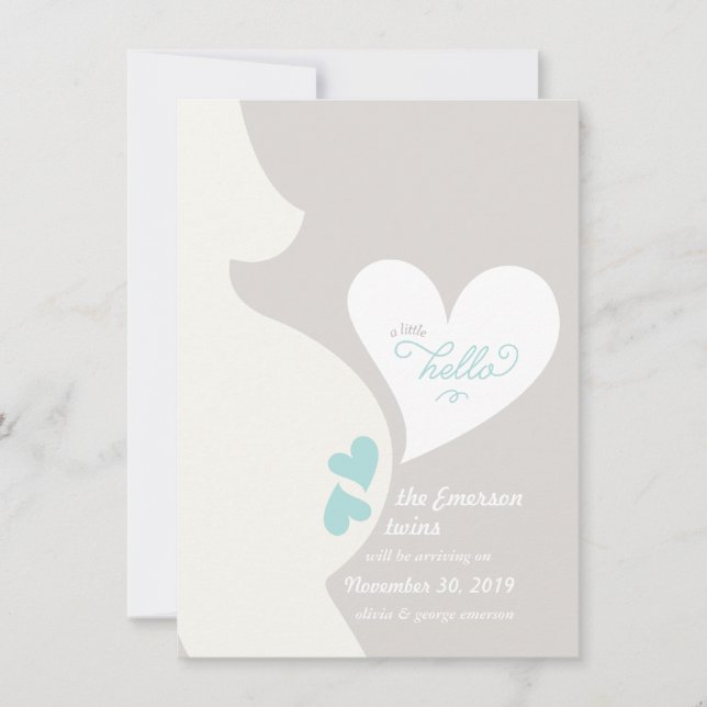 Anúncio de Gravidez da Tummy Twins de Amor (Frente)