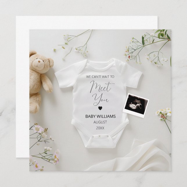 Anúncio de Gravidez das Flores Selvagens Modernas (Frente/Verso)