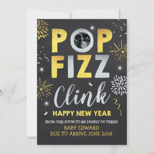 Anúncio de gravidez de ano novo Cartão de ano no