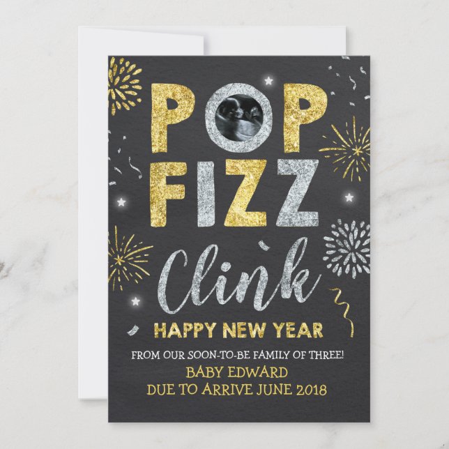 Anúncio de gravidez de ano novo Cartão de ano novo (Frente)