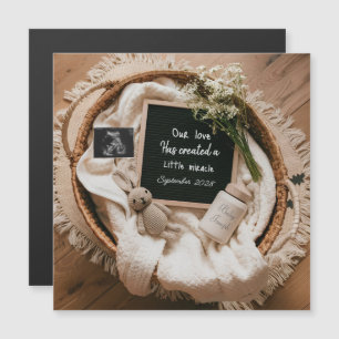 Anúncio de gravidez de bebê em cesto boho