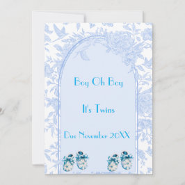 Anúncio de Gravidez de Boys Gêmeos Azuis