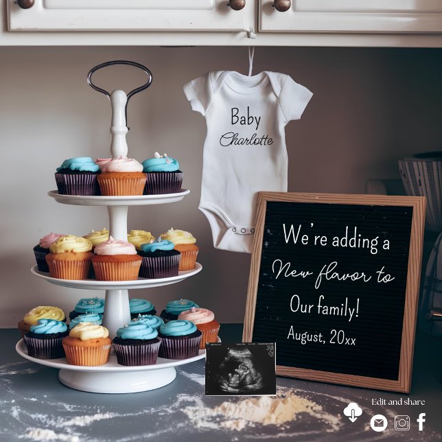 Anúncio de gravidez de cozinha retrô Cupcake (Criador carregado)
