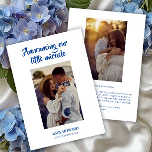 Anúncio de Gravidez de Foto Azul Pequeno Milagre