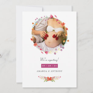 Anúncio de Gravidez de Foto de Aquarelle Wildflowe