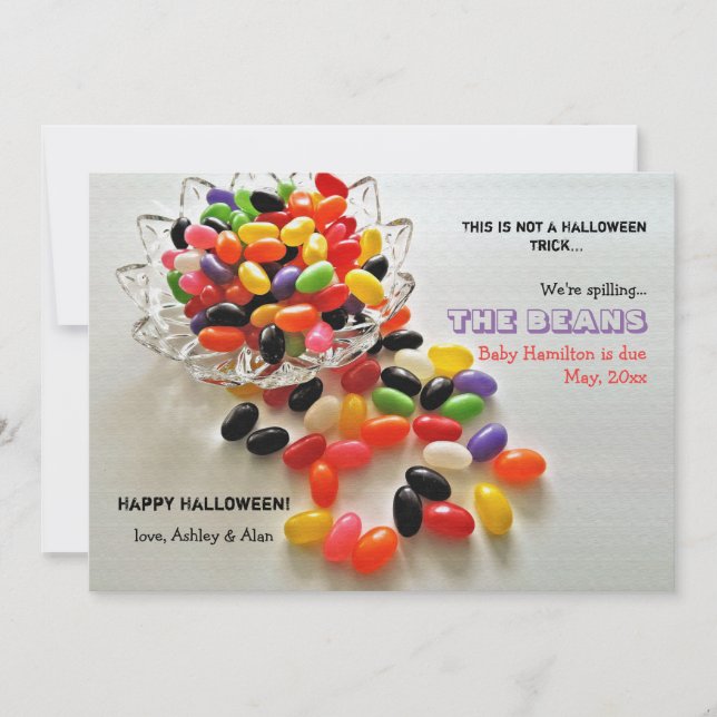 Anúncio de Gravidez de Halloween com Jelly Beans (Frente)