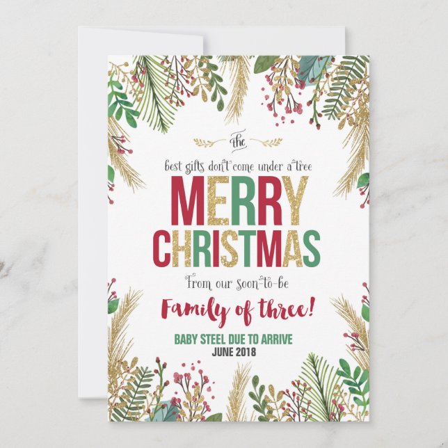 Anúncio de gravidez de Natal Cartão de Natal (Frente)