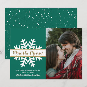 Anúncio de Gravidez de Natal com Foto Branco Verd