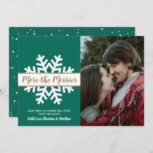 Anúncio de Gravidez de Natal com Foto Branco Verde