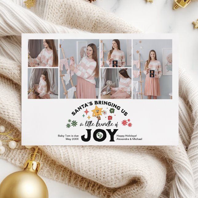 Anúncio de Gravidez de Natal Multi Photo Groovy (Criador carregado)