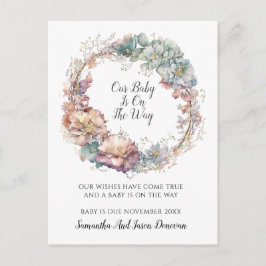 Anúncio de Gravidez de Quadro Floral Elegante