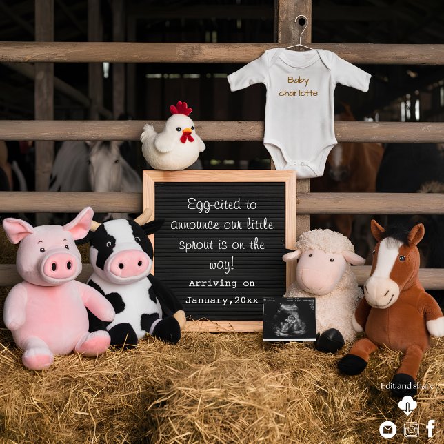 Anúncio de Gravidez Digital com Animais de Fazenda (Criador carregado)
