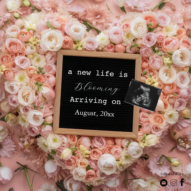 Anúncio de gravidez digital floral (Criador carregado)