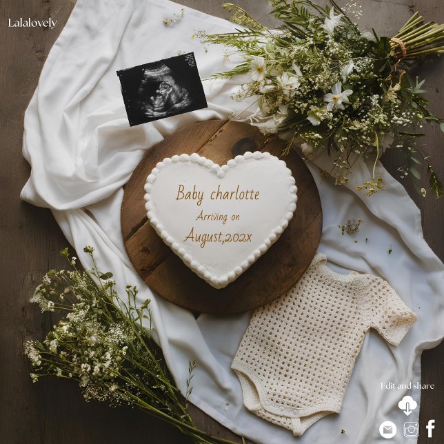 Anúncio de gravidez digital rústico editável  (Criador carregado)