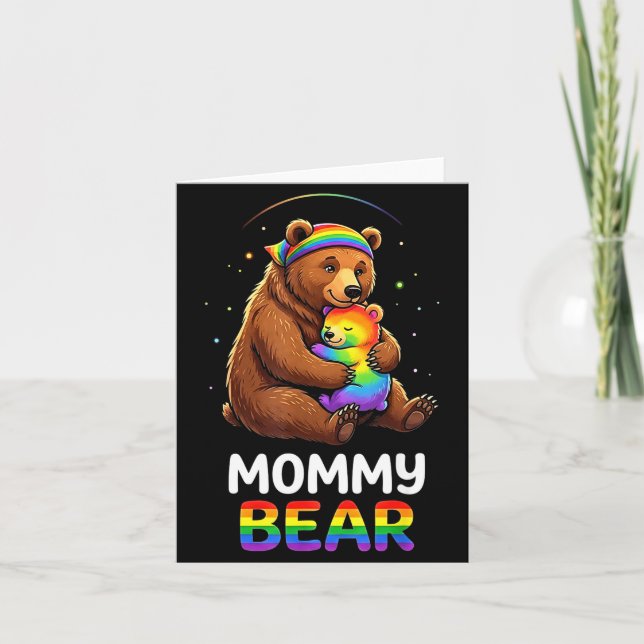 Anúncio de gravidez do ursinho mamãe arco-íris gay (Frente)
