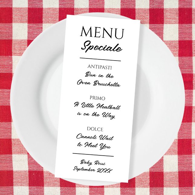 Anúncio de Gravidez em Cardápio Italiano Restauran (Italian Menu Pregnancy Announcement Restaurant)