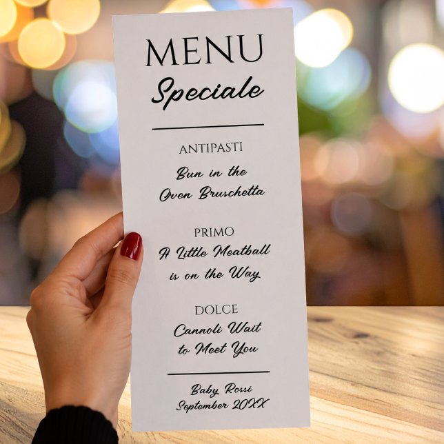 Anúncio de Gravidez em Cardápio Italiano Restauran (Italian Menu Restaurant Pregnancy Announcement)