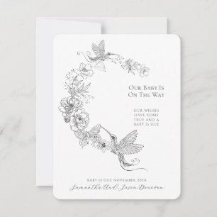 Anúncio de Gravidez Floral Beija-Flor Elegante