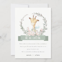 Anúncio de Gravidez Floral de Bebê Bestial Girafa