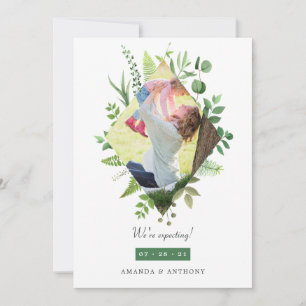 Anúncio de Gravidez Fotográfica Woodland Greenery