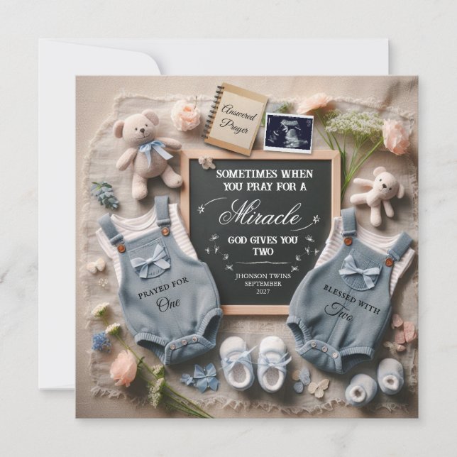 Anúncio de Gravidez Gêmea | Gêmeos Esperados (Frente)