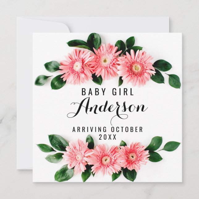 Anúncio de gravidez - Gerbera Daisy rosa (Frente)