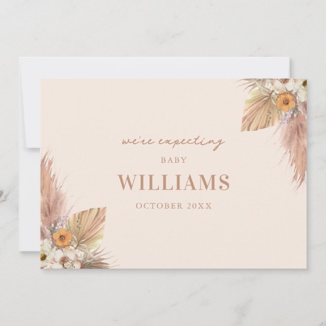 Anúncio de Gravidez Mínima Boho Chic (Frente)