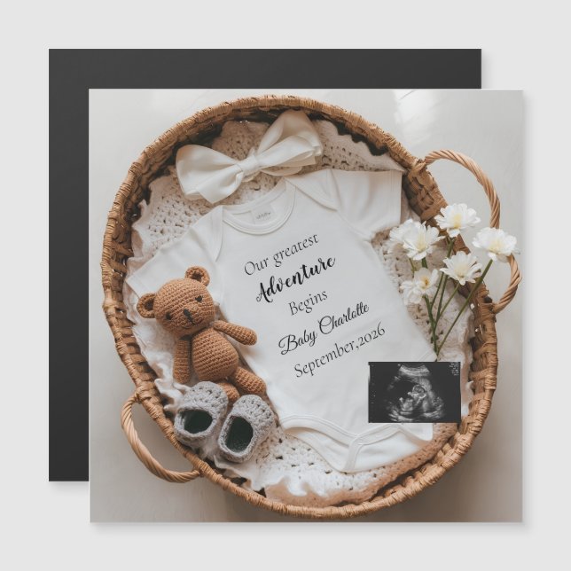 Anúncio de Gravidez Neutro Coquette (Frente/Verso)