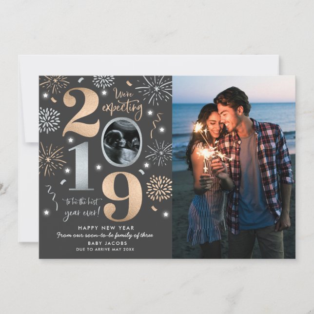 Anúncio de Gravidez no Ano Novo Ano Novo 2019 (Frente)