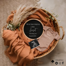 Anúncio de gravidez no cabaz Neutral Boho