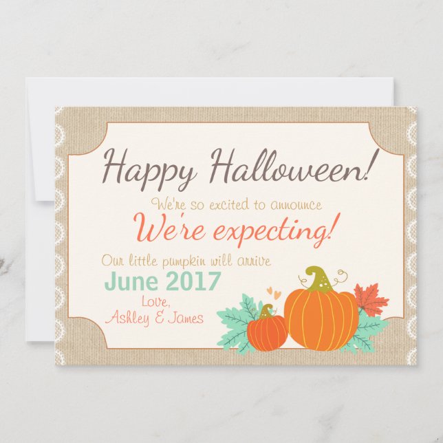 Anúncio de gravidez no Halloween Pumpkin (Frente)