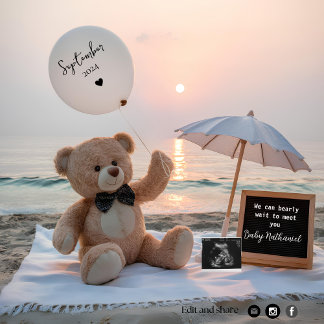 Anúncio de gravidez no urso e Beachside Adorável