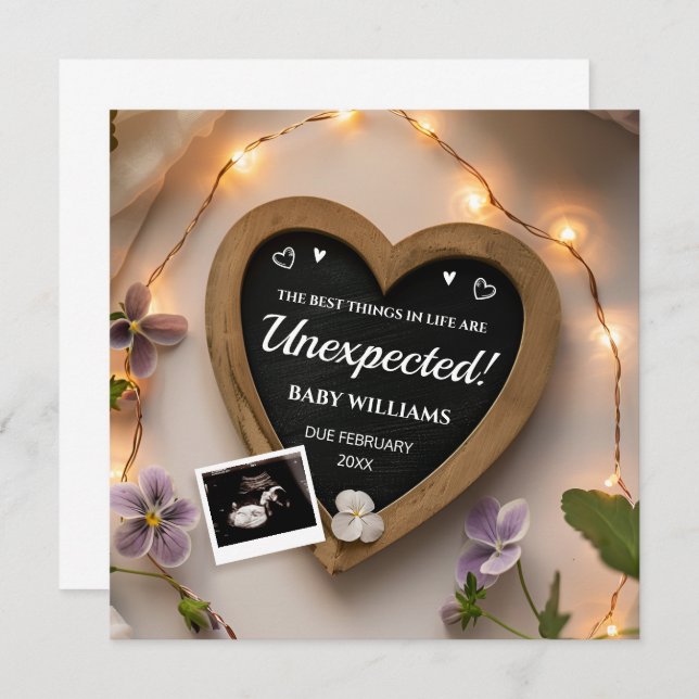 Anúncio de Gravidez Violet Flowers (Frente/Verso)