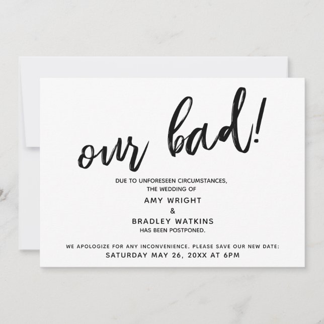 Anúncio de humor de casamento adiado (Frente)