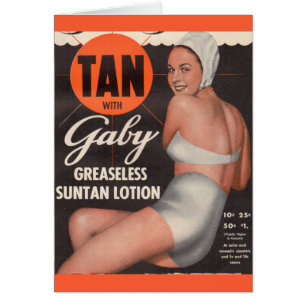 Anúncio de loção bronzeadora Gaby de 1950