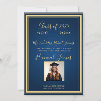 Anúncio de Marinho Elegante e Graduação Dourada
